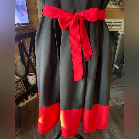 NWT Tokyo Talkies Sz XL Black Red Fully Lined Belted Sleeveless Sample Dress - Picture 2 of 13